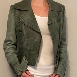 Chloe lamb skin green leather jacket